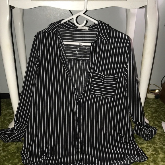 Semi-sheer Pin-stripped Button up - Picture 1 of 1